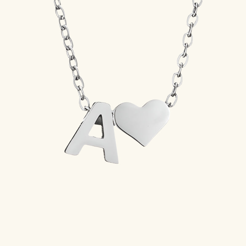 Valantomode | Plated Initial and Heart Charm Necklace for Women