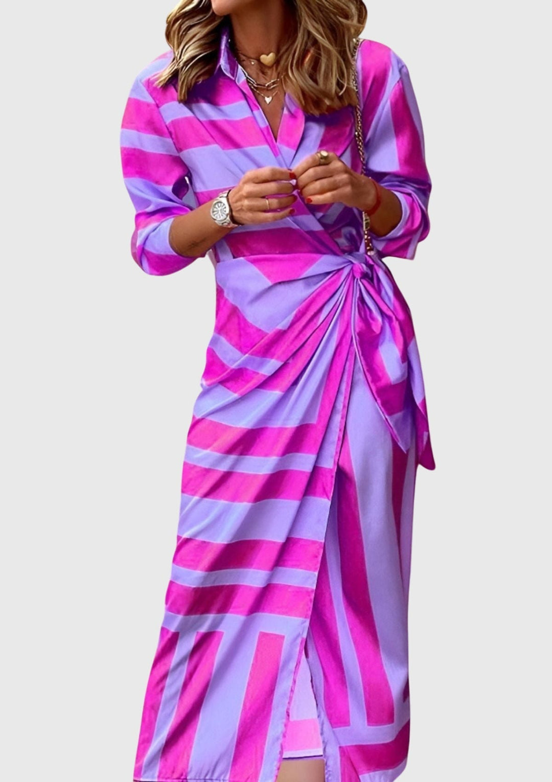 Valantomode | Stylish Printed Wrap Dress Perfect for Any Occasion