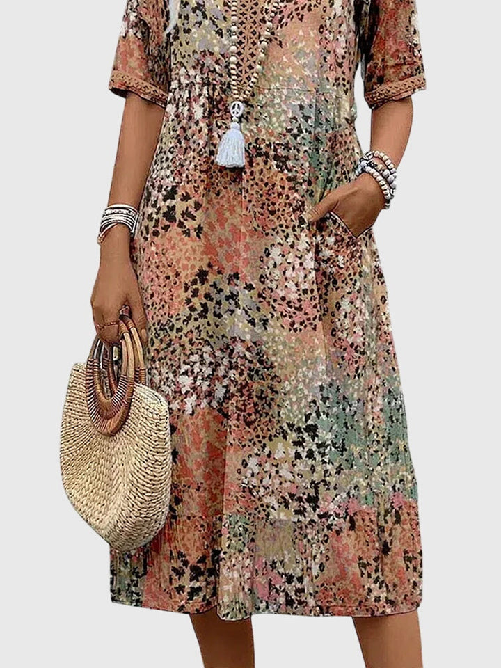 Valantomode | Stylish Floral Midi Dress for Spring and Summer Events