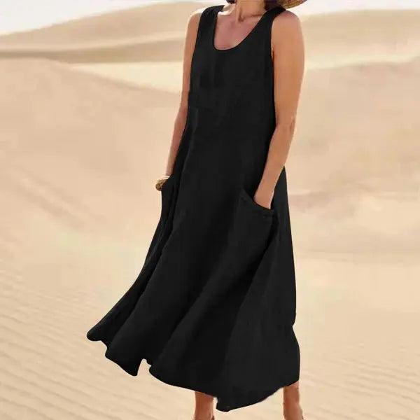Valantomode | Chic Linen Dress for Effortless Summer Style