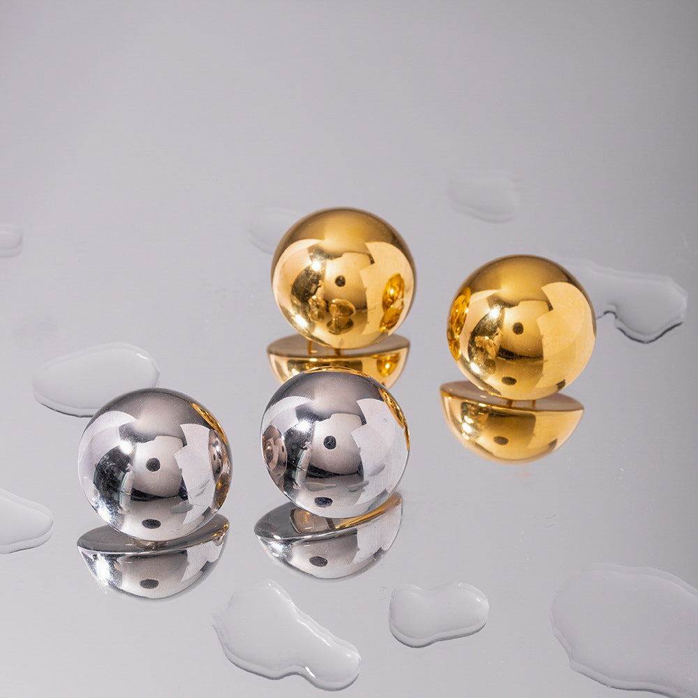Valantomode | Heavyweight Plated Spherical Orb Earrings for Women