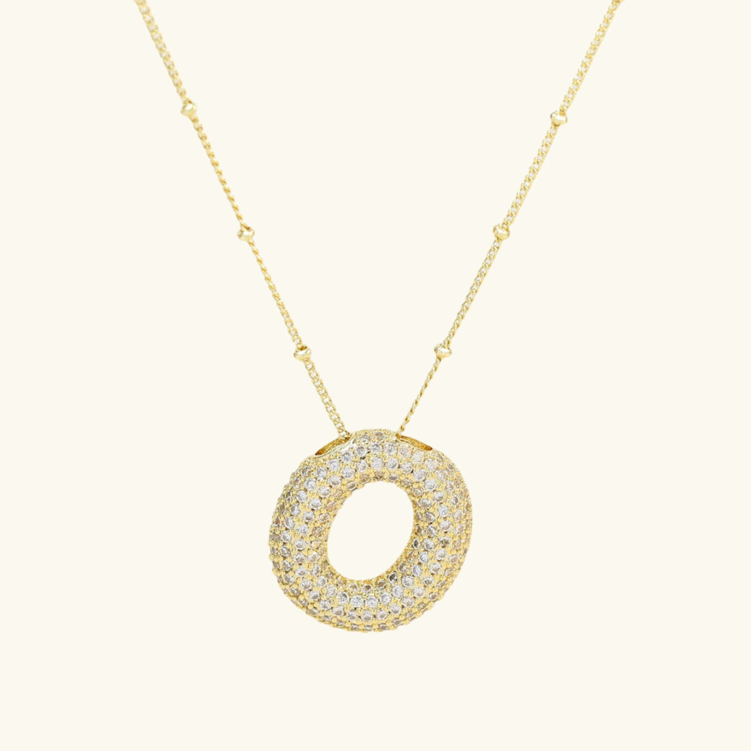 Valantomode | Gold Plated Bubble Initial Necklace for Women