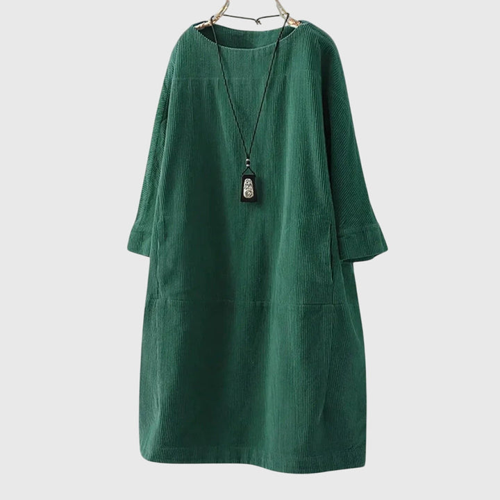 Valantomode | Chic Corduroy Midi Dress for Effortless Everyday Style