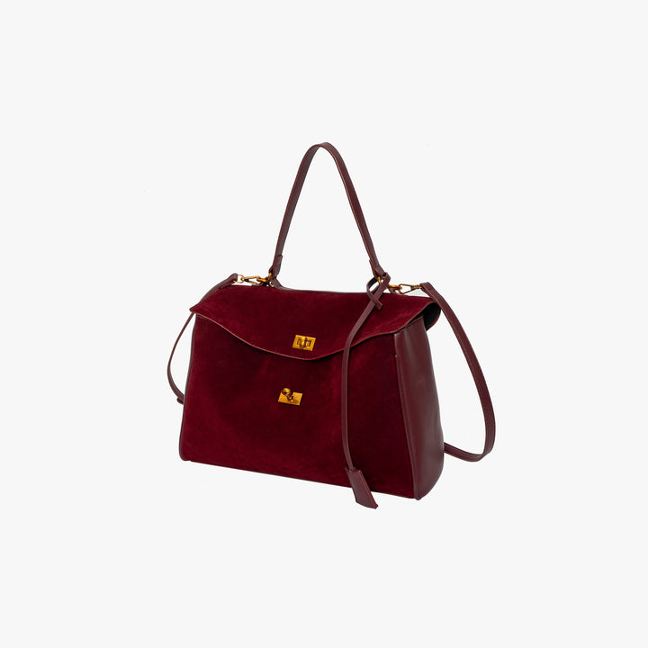 Valantomode | Velvet Vanguard Tote – Premium Faux Suede Business Bag with Turn-Lock & Vegan Leather Handles