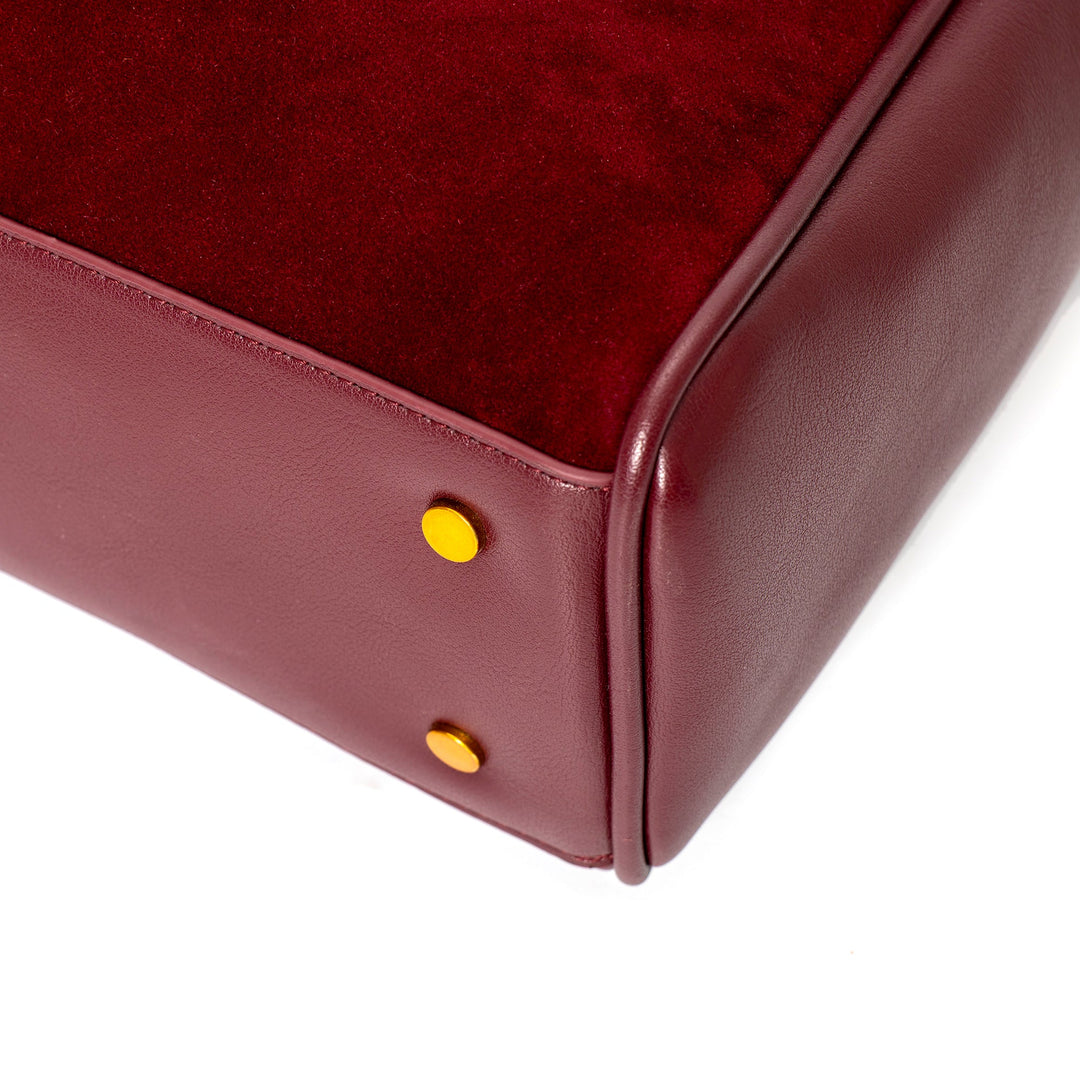 Valantomode | Velvet Vanguard Tote – Premium Faux Suede Business Bag with Turn-Lock & Vegan Leather Handles