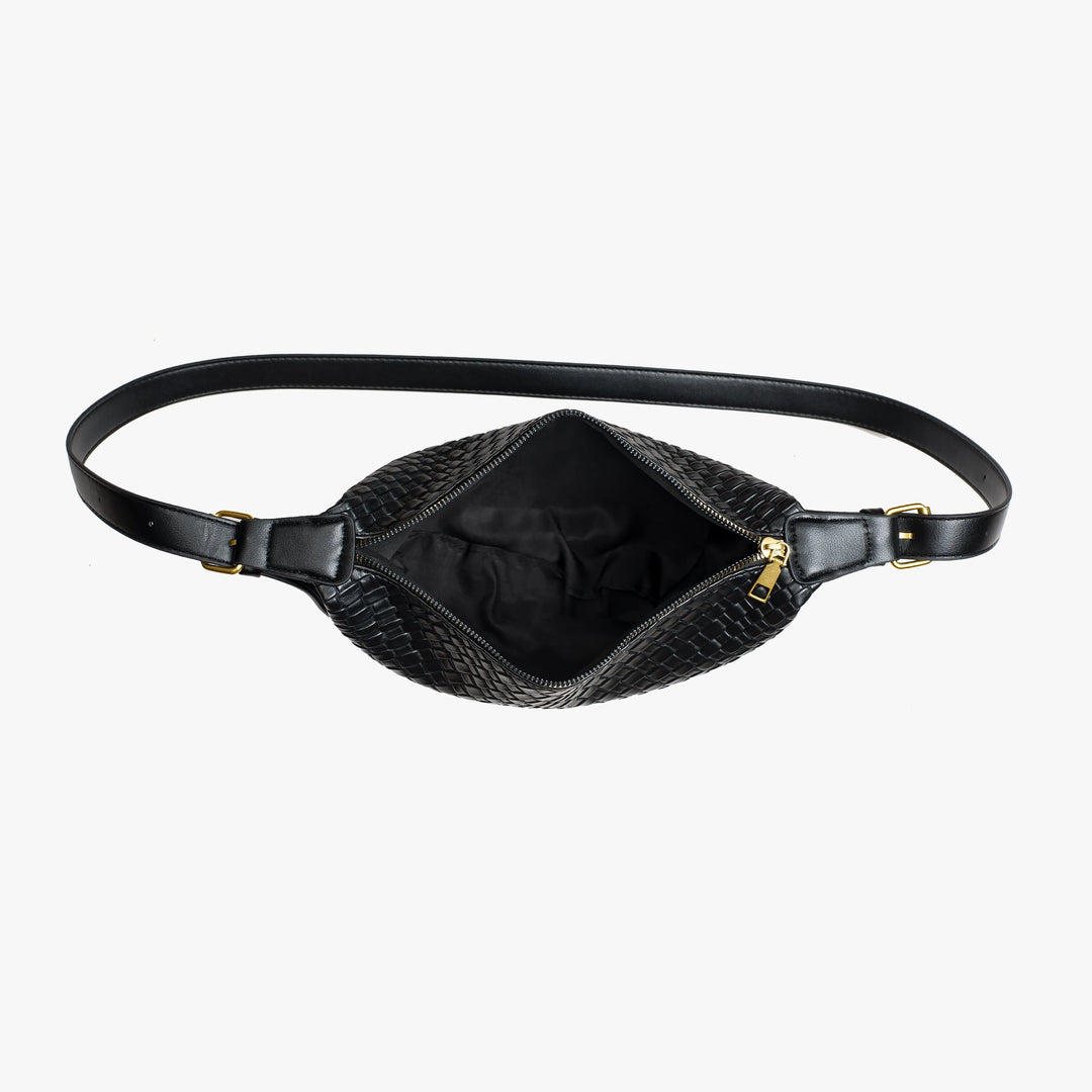 Valantomode | The Tesla Interlace Garrison – Women's Premium Braided Vegan Leather Half-Moon Handbag