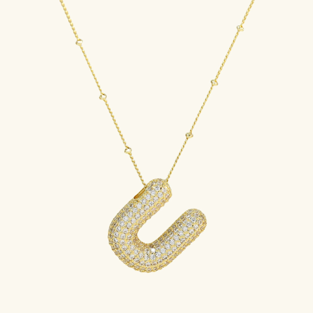 Valantomode | Gold Plated Bubble Initial Necklace for Women