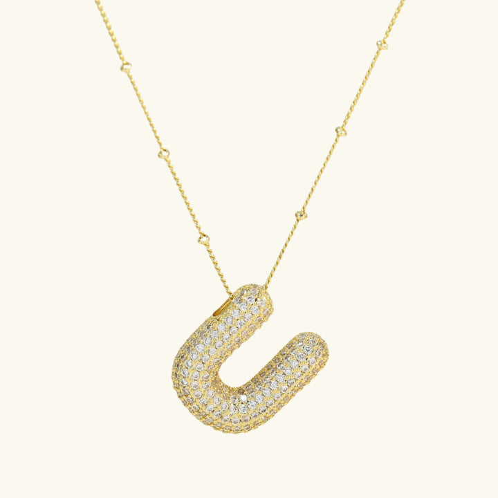Valantomode | Gold Plated Bubble Initial Necklace for Women