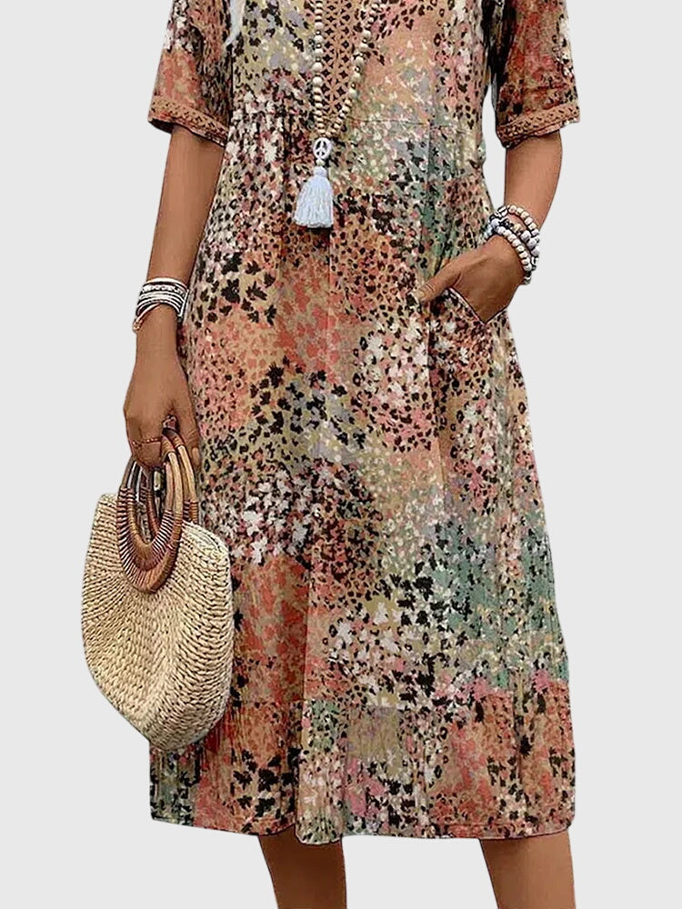 Valantomode | Beautiful Floral Midi Dress for Spring Celebrations