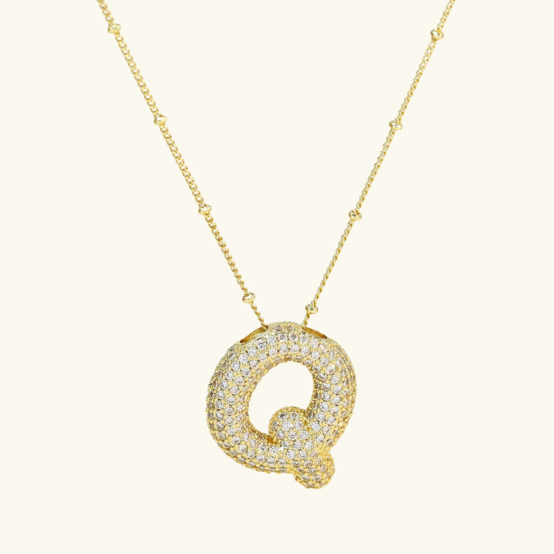 Valantomode | Gold Plated Bubble Initial Necklace for Women