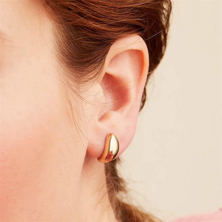 Valantomode | Plated Organic Bean-Shaped Minimalist Earrings for Women