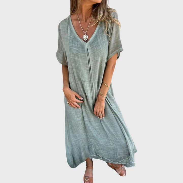 Valantomode | Stylish V-Neck Dress for Effortless Everyday Elegance
