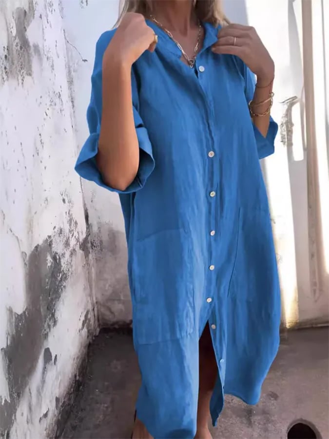 Valantomode | Dress with Buttoned Breeze Design