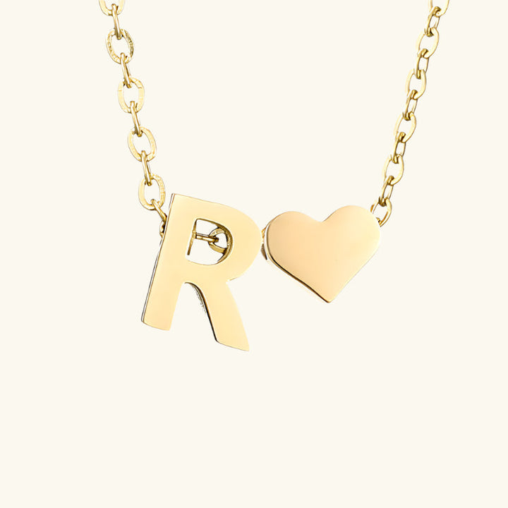 Valantomode | Plated Initial and Heart Charm Necklace for Women