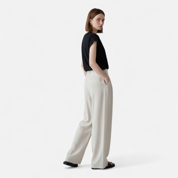 Valantomode | Women’s High-Waisted Pleated Trousers – Columnar Sovereignty & Linear Stature