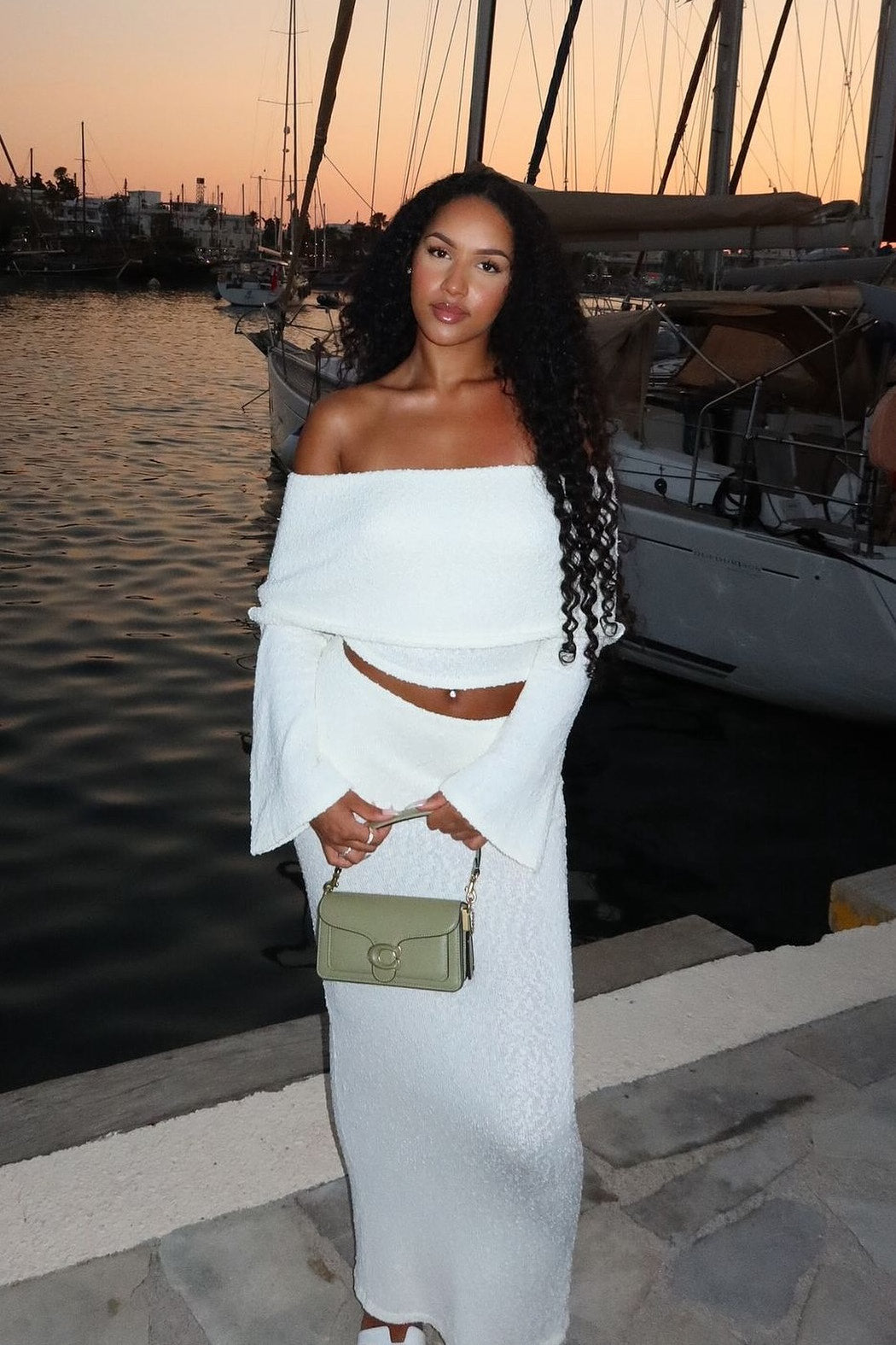 Valantomode | Chic Ivory Off-Shoulder Knit Top & Maxi Skirt Set