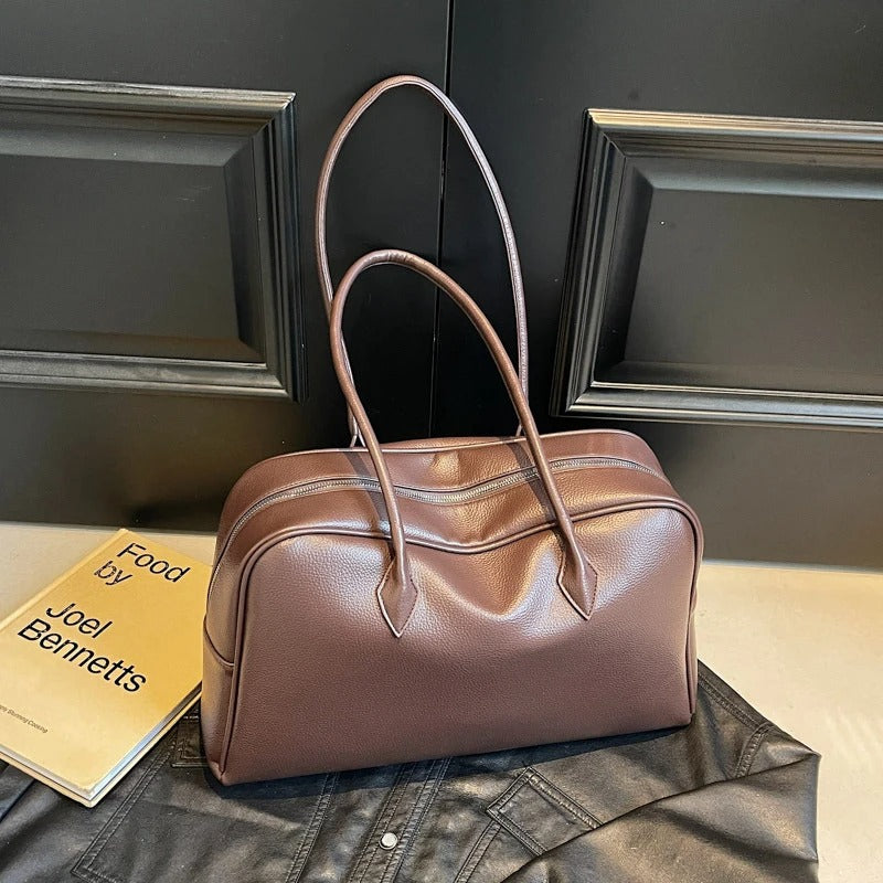 Valantomode | Aura Bowling Courier – Premium Soft Leather-Feel Large Commuter Shoulder Bag