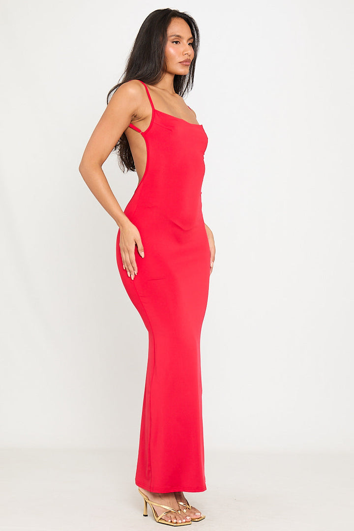 Valantomode | Robe maxi rouge sexy à bretelles pour un look élégant
