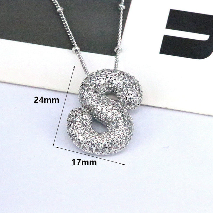 Valantomode | Gold Plated Bubble Initial Necklace for Women