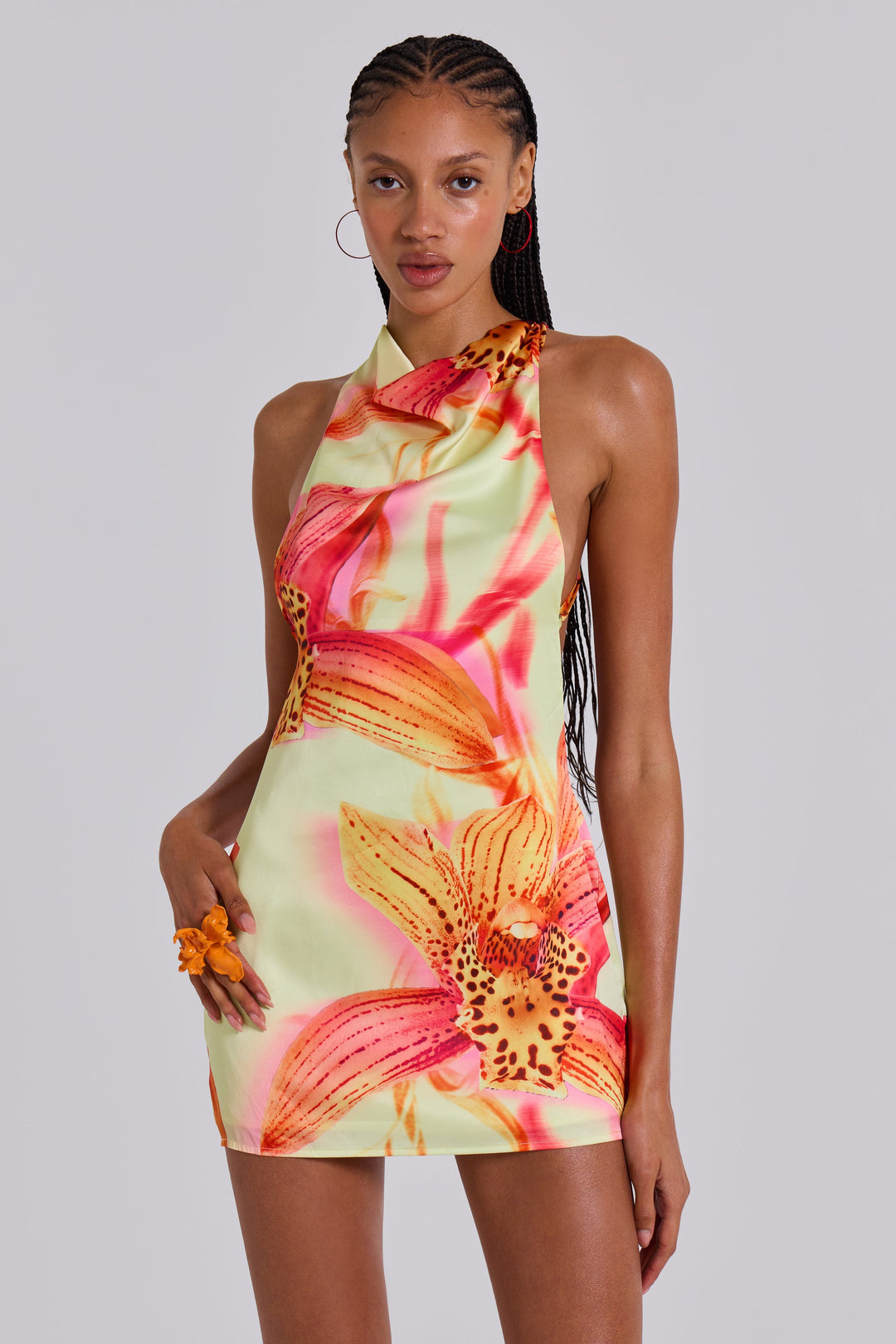 Valantomode | Chic Backless Mini Dress with Floral Accents for Parties