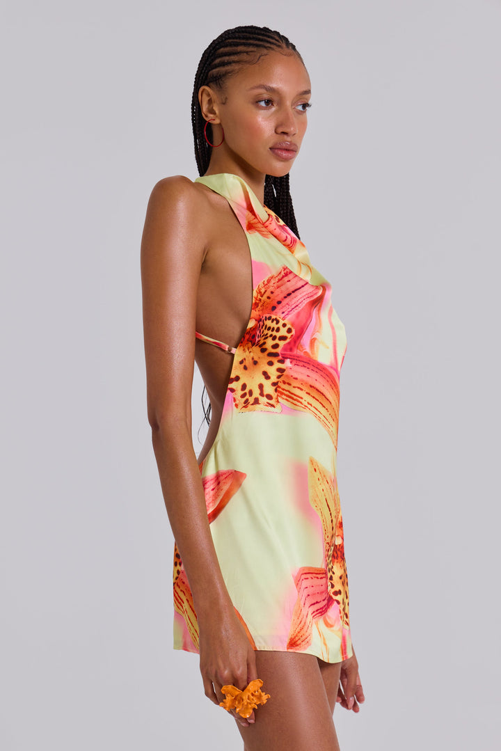 Valantomode | Chic Backless Mini Dress with Floral Accents for Parties