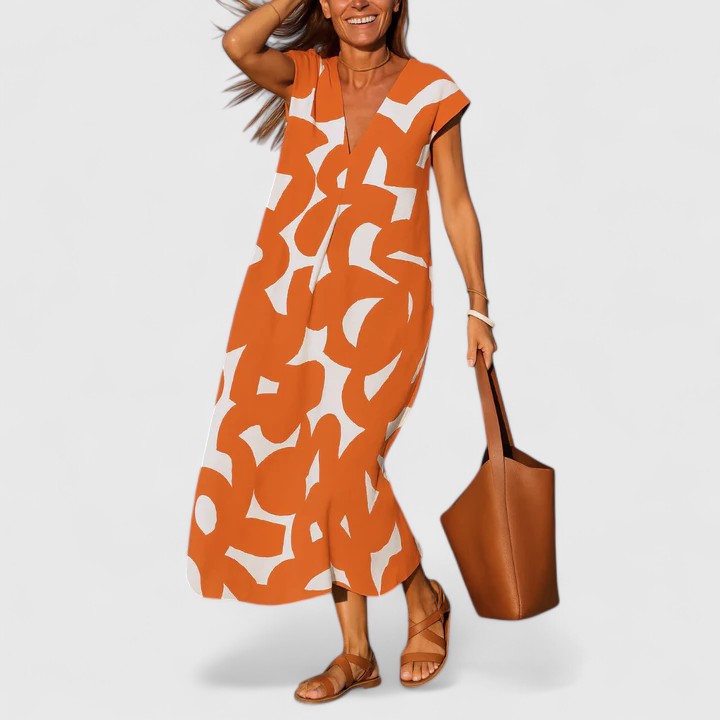 Valantomode | Chic V-Neck Dress for Effortless Style and Elegance