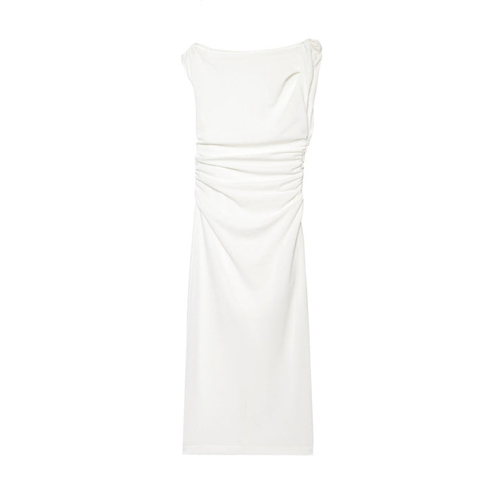 Valantomode | Chic Asymmetric Ruched Sleeveless Maxi Dress for Elegance