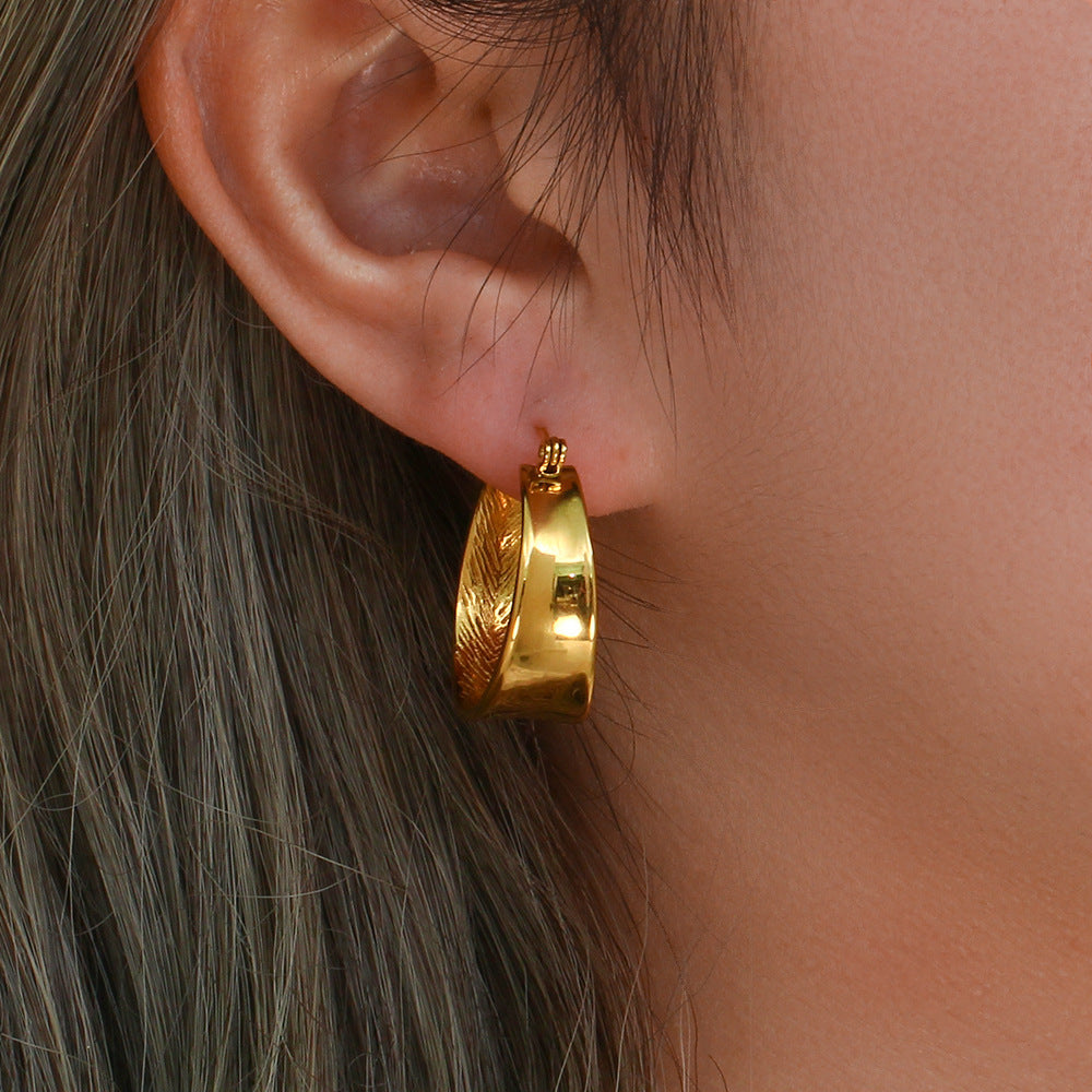 Valantomode | Plated Concentric Hoop Earrings with Internal Texture for Women