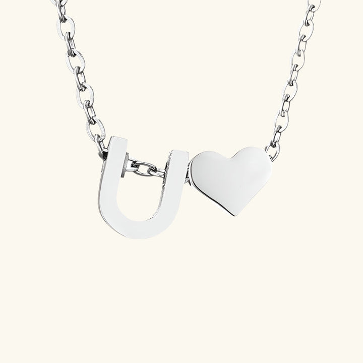 Valantomode | Plated Initial and Heart Charm Necklace for Women