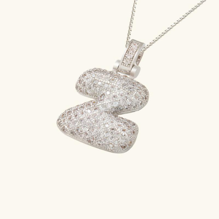 Valantomode | Plated Letter Luxe Necklace with Alphanumeric Architecture and Refractive Assets