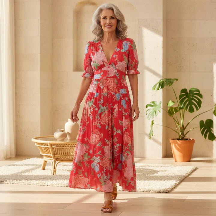 Valantomode | Dress with Vibrant Floral Pattern