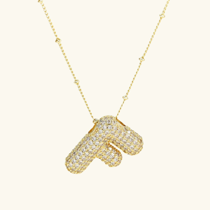 Valantomode | Gold Plated Bubble Initial Necklace for Women