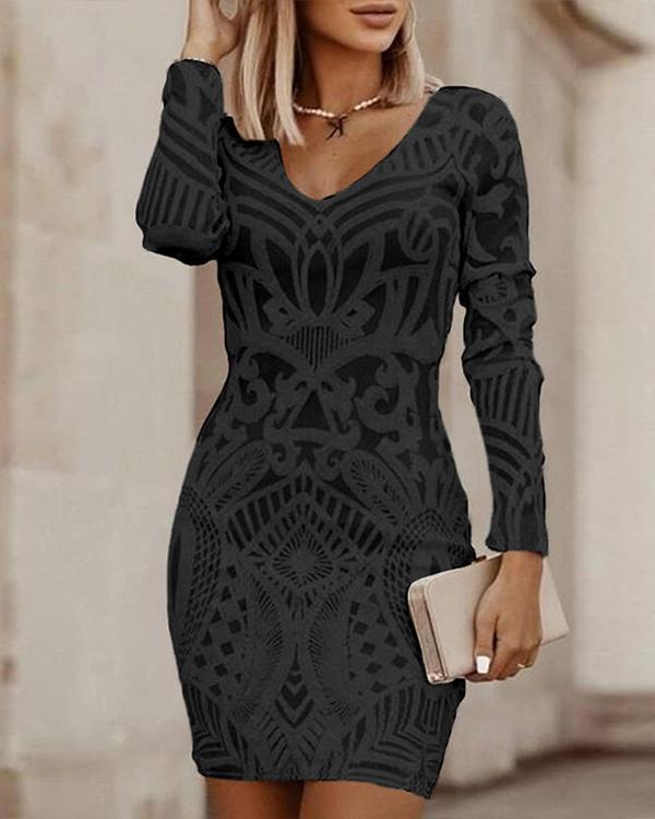 Valantomode | Elegant Geometric Lace Dress for Chic Occasions