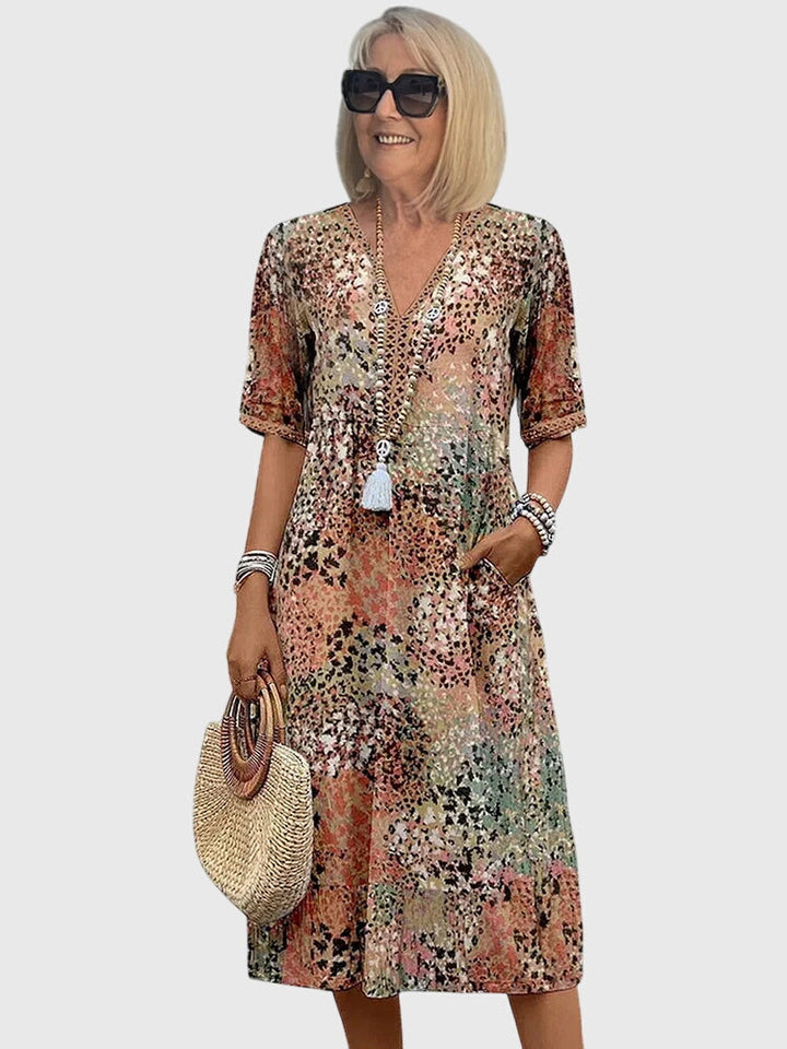 Valantomode | Beautiful Floral Midi Dress for Spring Celebrations