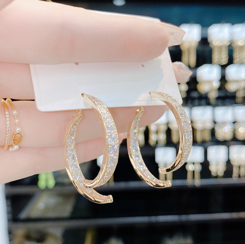 Valantomode | Heavyweight Gold Plated Waterfall CZ Drop Earrings for Women