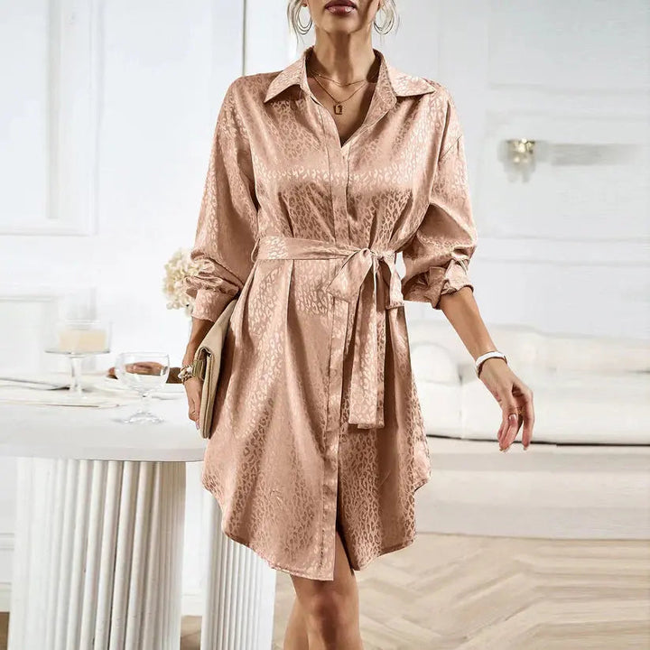 Valantomode | Chic Leopard Print Mini Dress with Stylish Belt for Women