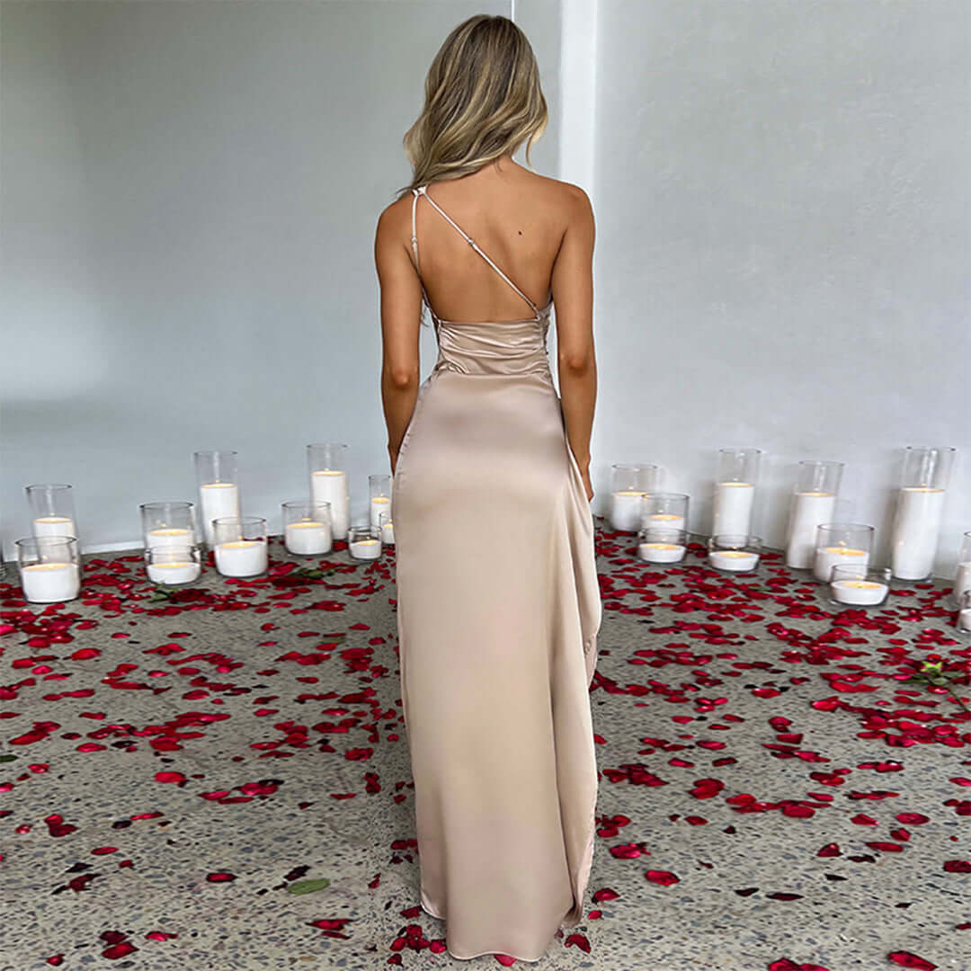 Valantomode | Chic One-Shoulder Evening Dress with High Slit