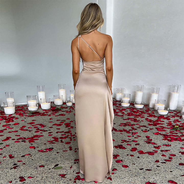Valantomode | Chic One-Shoulder Evening Dress with High Slit