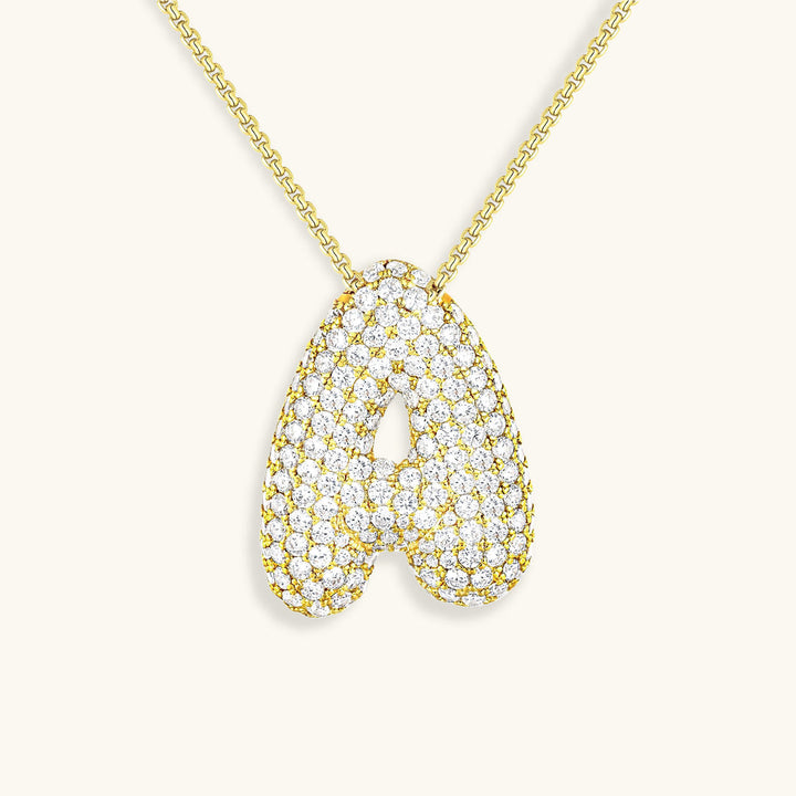 Valantomode | Plated Volumetric Initial Necklace with High-Refractive Stone Assets