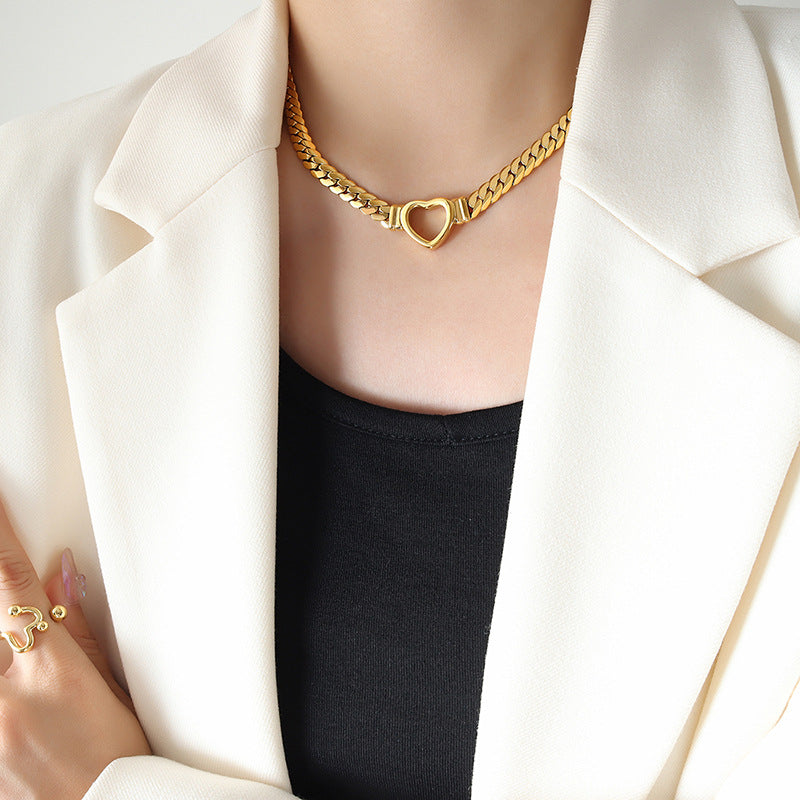 Valantomode | Gold Plated Bold Heart Necklace for Women