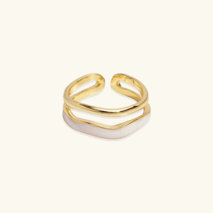 Valantomode | Plated Adeline Layered Ring with Multi-Strata Fluid Architecture and Open-Ended Geometry