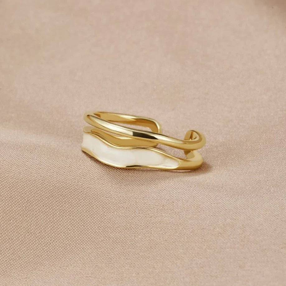 Valantomode | Plated Adeline Layered Ring with Multi-Strata Fluid Architecture and Open-Ended Geometry