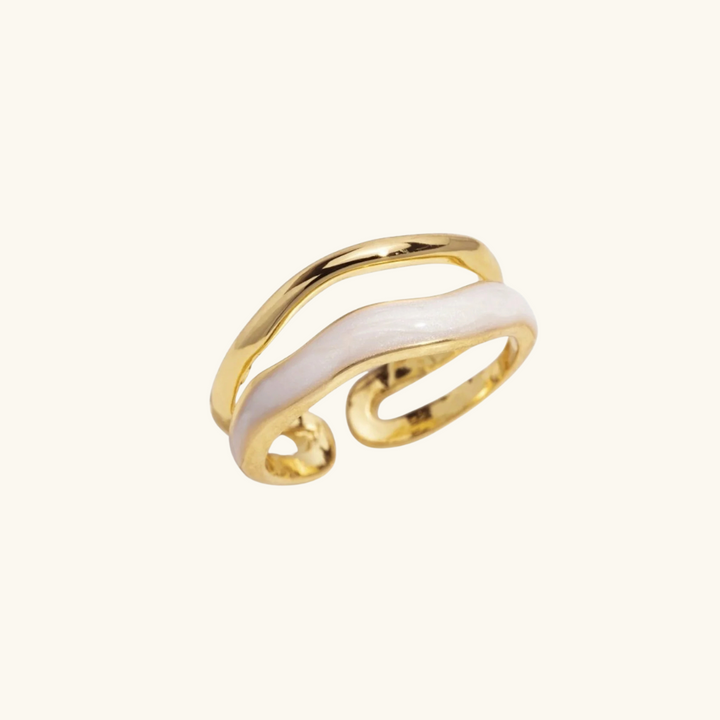 Valantomode | Plated Adeline Layered Ring with Multi-Strata Fluid Architecture and Open-Ended Geometry