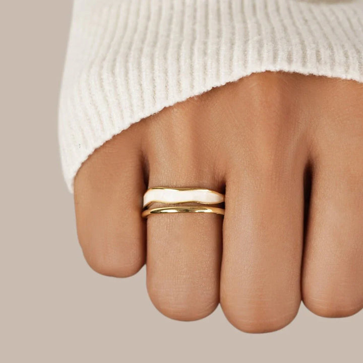 Valantomode | Plated Adeline Layered Ring with Multi-Strata Fluid Architecture and Open-Ended Geometry