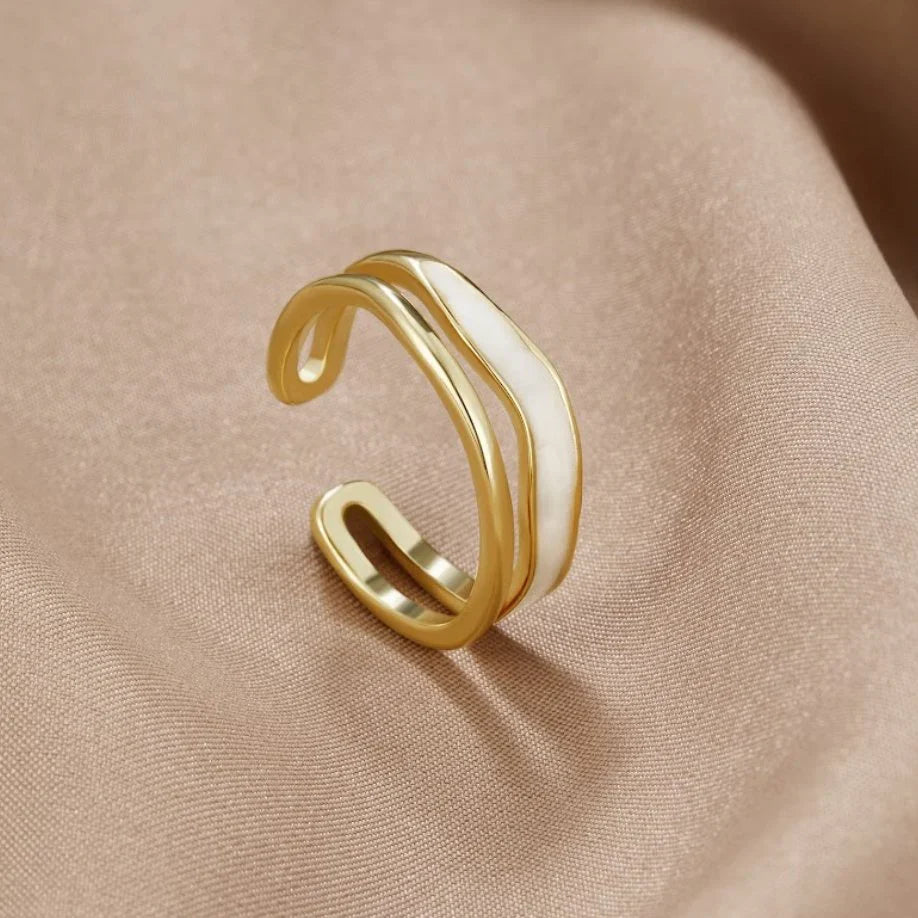 Valantomode | Plated Adeline Layered Ring with Multi-Strata Fluid Architecture and Open-Ended Geometry