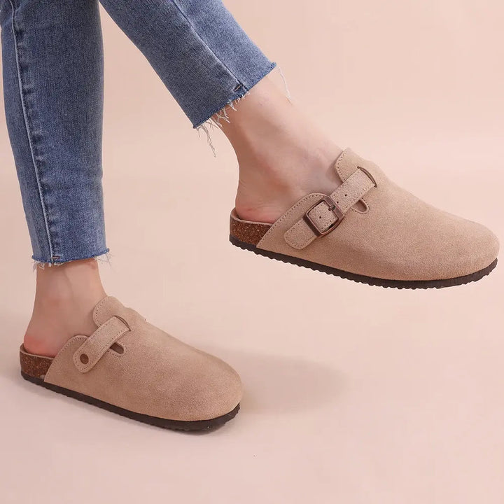 Valantomode | Women's Mule Slippers - Adjustable Buckle Comfort