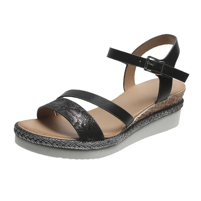 Valantomode | Women's Adjustable Wedge Sandals - Stylish Comfort Heels