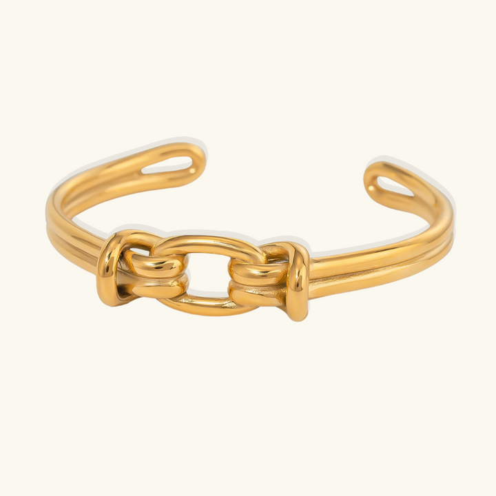 Valantomode | Gold Plated Sculptural Knot Bangle for Women