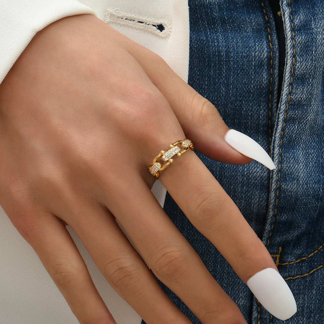 Valantomode | Gold Plated Interwoven Diamond Ring for Women