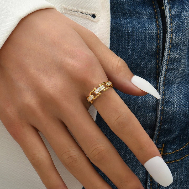 Valantomode | Gold Plated Interwoven Diamond Ring for Women